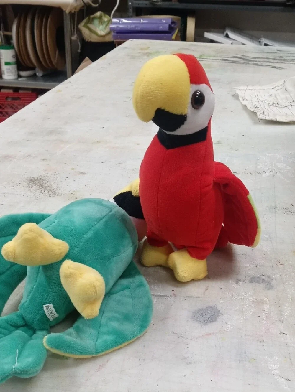 Plush Parrot Bird Toy - Green and Red Options
